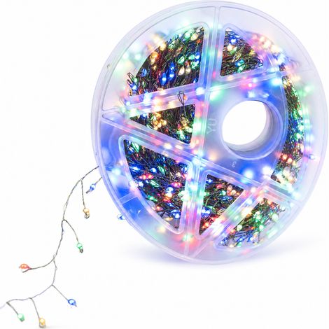 Guirlande Lumineuse LED Solaire Multicolore, Fil Vert Fonce, 200 LED 6 m, pour Exterieur et Camping (1/5)