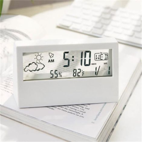 Horloge Électronique - 13.3 X 7.3 X 3 Cm - Blanc - Design Minimaliste Scandinave - 1 Pièce (1/4)