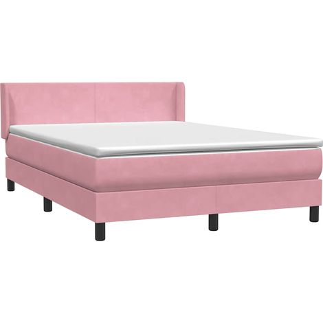 Cama box spring con colchón terciopelo rosa 140x220 cm vidaXL (1/5)