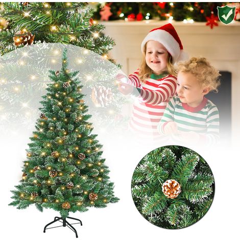 AUFUN Sapin de Noël artificiel avec éclairage et neige 120cm (1/5)