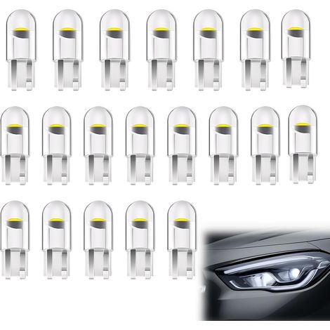 20 Pièces Ampoules Led W5w T10 Pour Voiture,12v 6500k 120lm Cob,Ampoule Voiture,W5w Led,Ampoule Led Voiture,Ampoule W5w,AmpouleW5wLed,Pour Lampe Remplacement De Position,Plaque,Dôme Côté (1/5)