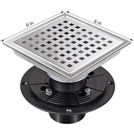 Piletta di scarico doccia quadrata con coperchio removibile, in acciaio inox 304 (1/4)