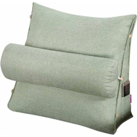 Oreiller de lecture et de télévision, oreiller de coussin de cale de dos avec réglable et poches, oreiller de dos de triangle, oreiller de lit de soutien de nuque, coussin de repos de sofa, amovible e (1/5)