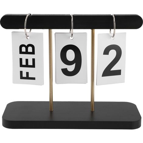 Calendrier perpétuel vintage à feuillets, grand format, pliable et réutilisable, noir, idéal pour la décoration de bureau à domicile ou au bureau. (1/5)