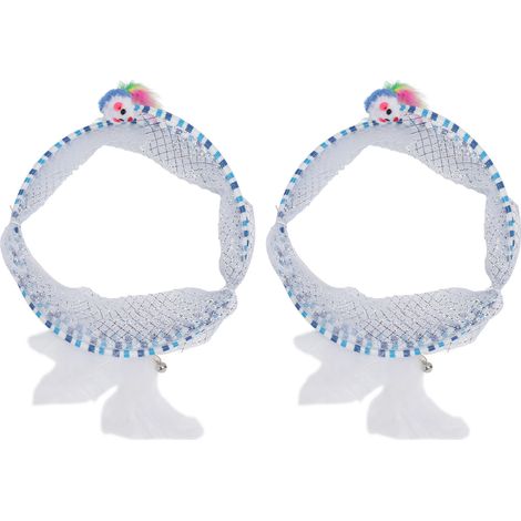 Tunnel Chat en Forme de S Pliable 2 Pièces avec Jouets Peluche et Plumes Acier Flexible Compact pour Intérieur