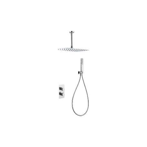 Ensemble de douche murale encastré PURE Thermostatique (Tête de douche au plafond) Chromé BrillantCanon de fusilOr brosséOr rose brosséNoir matChromé
