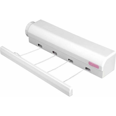 Nazalus-Hot Sale-Wandtrockner für den Innen- und Außenbereich, ausziehbare Wäscheleine, Wäscheständer ausziehbar bis zu 3,2 m, weiß, 4 Leinen,