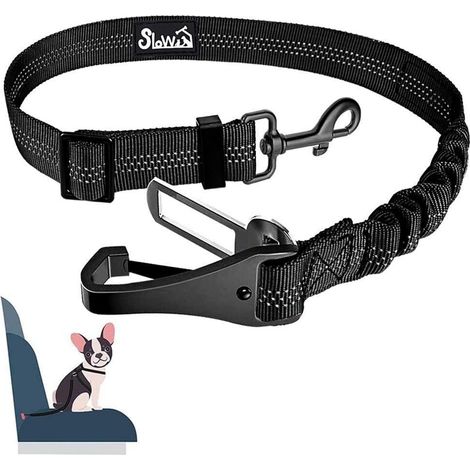 Ceinture de sécurité pour chien 3 en 1 avec amortisseur élastique, 70cm Noir (1/5)