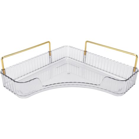 Organisateur d'angle de comptoir - Grand capacité, design transparent en PP et fer, 25.5x16.5x8cm, idéal pour cosmétiques et soins (1/5)