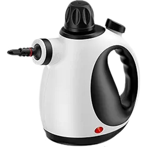 Nettoyeur vapeur haute pression manuel avec 9 accessoires, adapté aux salles de bains, cuisines, meubles, textiles, coutures et poêles (noir et blanc) (1/5)