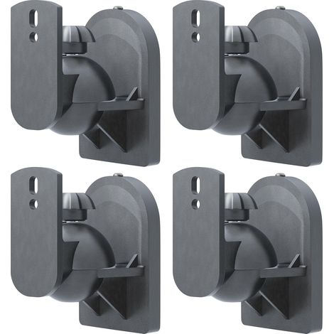 Lot de 4 Supports muraux pour haut-parleurs, pivotants et inclinables, charge max 3,5 kg, distance mur 64 mm, pour système HiFi et surround