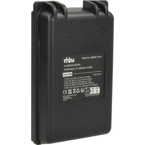 vhbw Akku kompatibel mit Autec FUA10, UTX97 transmitter, CB71.F Industrie-Funkfernsteuerung Fernbedienung (2000 mAh, 7,2 V, NiMH) - Schwarz