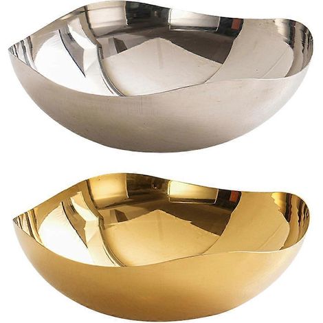 Saladier en acier inoxydable, plateau de rangement pour fruits et collations, centre de table décoratif pour la cuisine. (1/5)