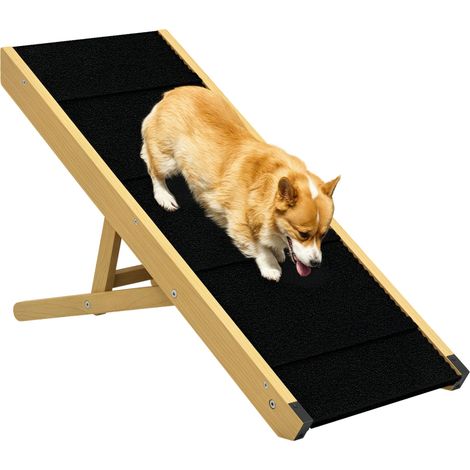 Rampe pliable pour chiens en bois facile à transporter, 4 hauteurs, 83,5 x 35 x 47,5 cm, bois naturel (1/5)