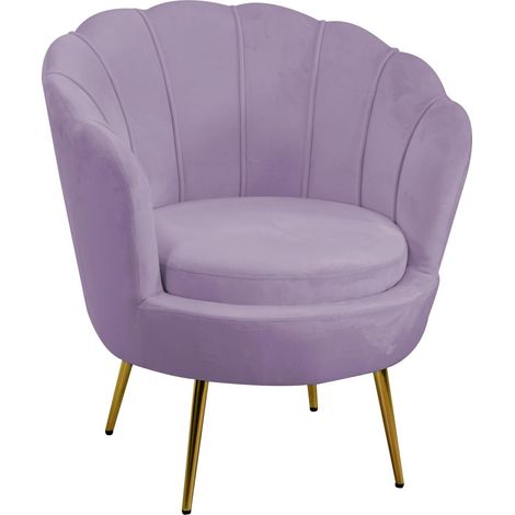 Poltrona Imbottita 73x72xh49/77 cm in Tessuto Velluto Tulipan Viola (1/3)