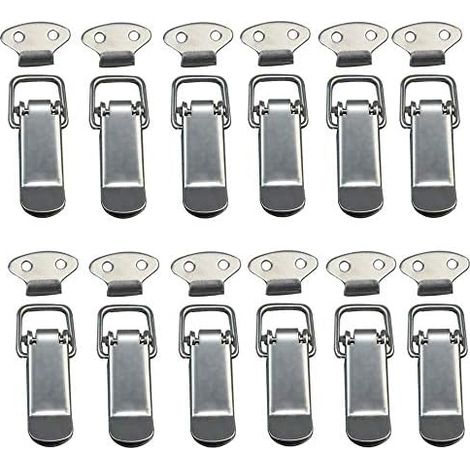Fermeture à Levier, Loquet Ressort, 12 PCS Bascule Fermoir Ressort avec Crochet en Acier Inoxydable pour Coffret, Boîte, Tiroir, Armoire, Trousse médical - M (1/5)