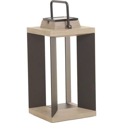 Lanterne solaire extérieure Teckalu en Aluminium Noir et Duratek H.45 cm