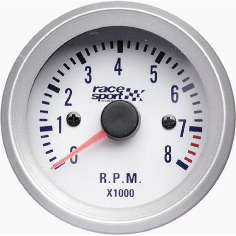 Manometre Compte tours - fond blanc - diametre 52mm
