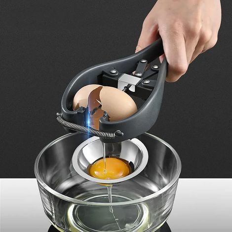 Separador de yemas de huevo, abrehuevos de acero inoxidable, cascanueces automático, herramienta para romper huevos, abrehuevos manual, cortador de cáscaras de huevo sencillo (1/4)