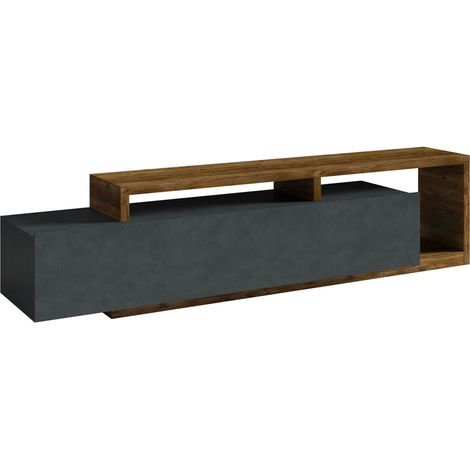 Mobile TV 1 cassetto Ilyes grigio e marrone 219cm (1/5)