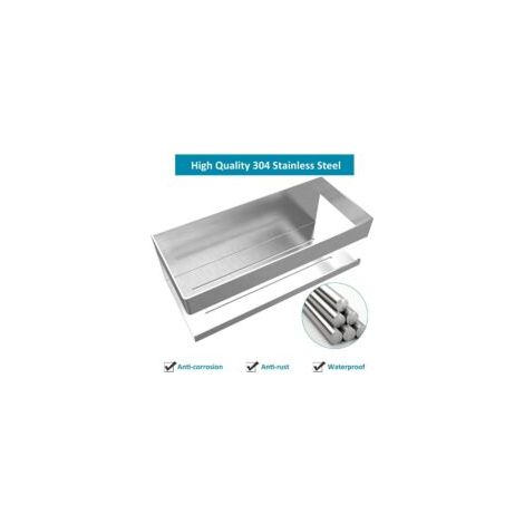 Mensola per doccia, mensola per bagno, non richiede foratura, mensola per doccia con gancio - Doccia a parete - Acciaio inox 304SUS - per cucina, bagno, ufficio, hotel (argento) - Crezuo