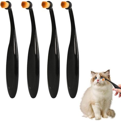 Cepillo aplicador de polvo profesional 4 piezas perros gatos, fibras superfinas lavables, cerdas largas cónicas aplicación segura polvo lágrimas (1/5)
