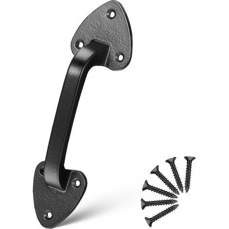 Poignée de Porte Coulissante Fonte Noire Quincaillerie Robuste pour Portes de Garage Granges et Portails Bois Résistance Corrosion Installation Intérieure et Extérieure (1/5)