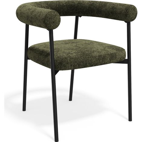 Lot de 2 chaises en velours texturé vert vintage LOU (1/5)