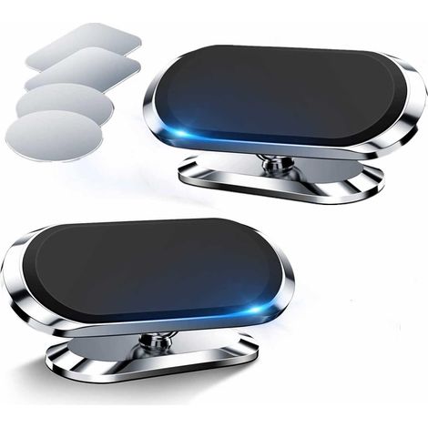 Set mit 2 magnetischen Autohandyhalterungen, 360° drehbar, geeignet für Armaturenbrettbildschirme, silberfarben (1/5)