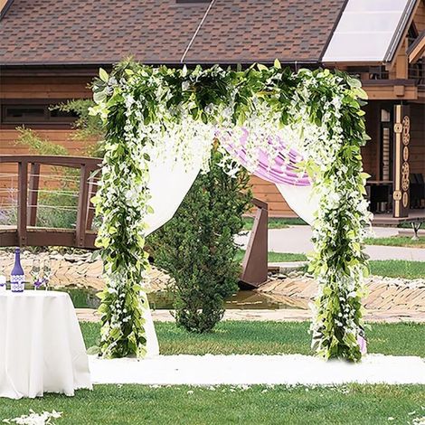 Lot de 10 guirlandes de glycine artificielles, fleurs suspendues, décoration mariage, fête, jardin, blanc (1/4)