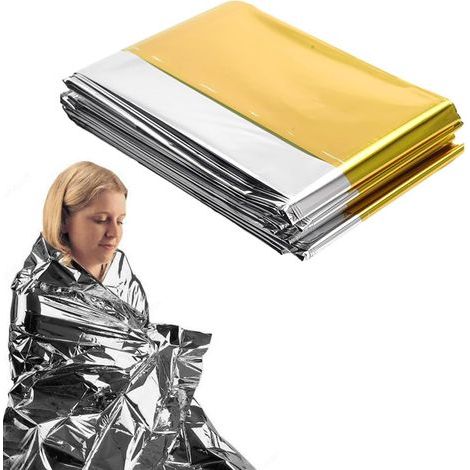 3 Pcs Couverture de Survie Réutilisable Extra Large Couverture Thermique Or Argenté d'urgence pour l'extérieur Randonnée Marathons Premiers Secours 210×160cm