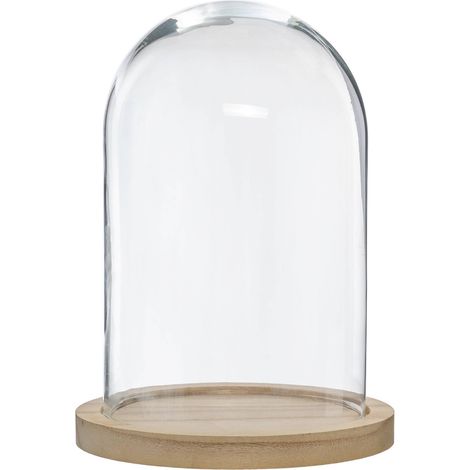 Deko-Glaskuppel, Ø 18 cm, mit Holzbasis (1/3)