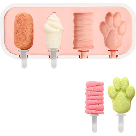 Moules à glace, moules à glace avec bâtonnets, moules à glace à 4 cavités, glaces à faire soi-même (1/5)