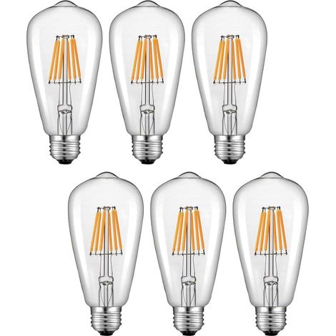 Lot de 6 Ampoule à vis Edison AC/DC 12-24V LED ST58 E27, ampoules à filament antique rétro E27 LED équivalant à 60W, Blanc Neutre 4500K pour RV Camper Marine Yacht Lorry (Blanc Neutre-4500K, 12v) [Cla (1/5)