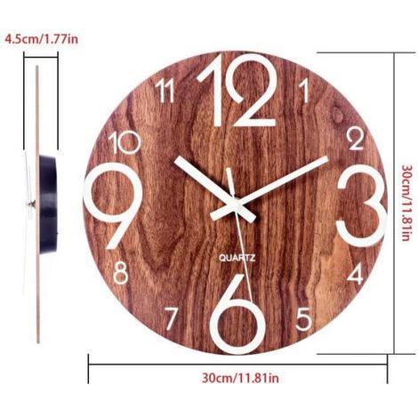 1 Horloge murale, mouvement silencieux, design vintage, MDF et métal, pour salon chambre (1/3)