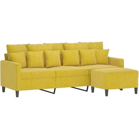 vidaXL Canapé à 3 places avec repose-pieds jaune 180 cm velours (1/5)