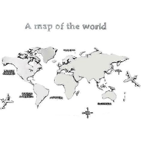 Sticker mural carte du monde 3D, autocollant miroir acrylique, décoration murale tridimensionnelle pour salon. (1/5)
