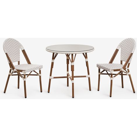 Set tavolo rotondo Ø80 cm e 2 sedie da pranzo impilabili in alluminio Brielle Bistro SKLUM            