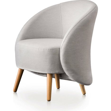 Talamo Italia Chaise longue Annarella, Fauteuil design pour le salon, 100% Made in Italy, Fauteuil relax en tissu rembourré, Cm 70x60h80, Gris, avec emballage renforcé
