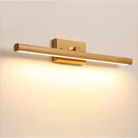 Applique murale LED avec éclairage frontal pour miroir, 4000K, orientable à 180 degrés, pour salle de bain ou coiffeuse, rotatif, pour meubles, couloir, intérieur, en bois, 40 cm (1/5)