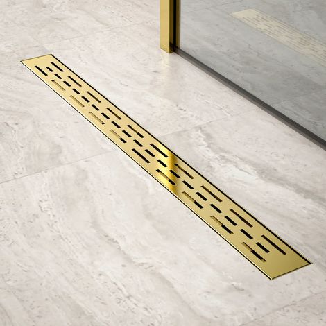 Duschrinne – 80 cm – Gold – Standardrost – Edelstahl – mit (1/4)