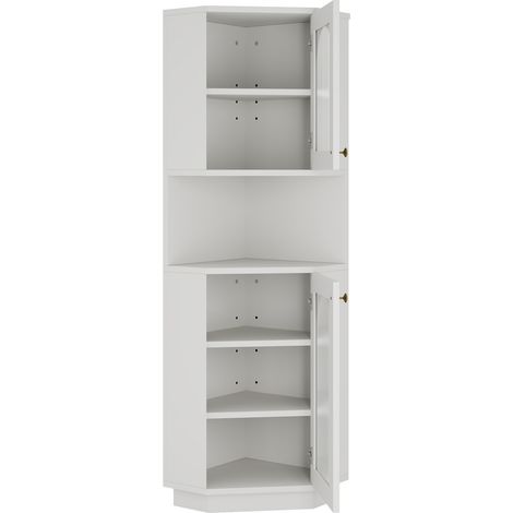 Mueble de baño esquinero blanco de MDF 45 x 45 x 166,5 cm con luz MODENUIT (1/5)