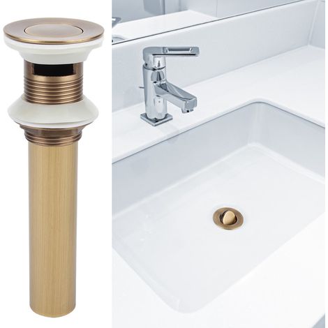 1 Bonde à clapet en laiton avec trop-plein, style rétro, pour lavabo de salle de bain, trou 40-45mm (1/5)