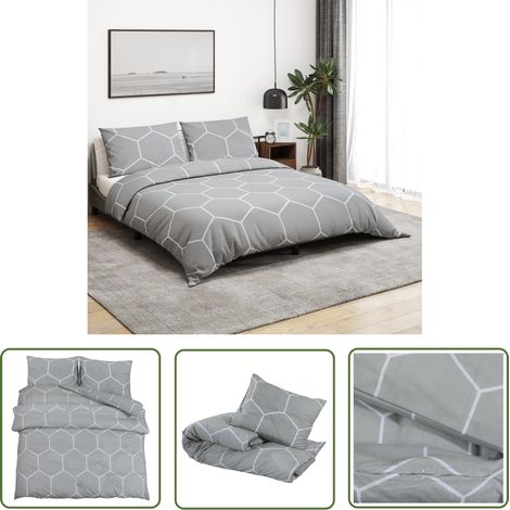 The Living Store Ensemble de housse de couette Gris 260x240 cm Coton - Housses De Couette - Linge De Lit - Drap Housse - Literie - Coton (1/5)