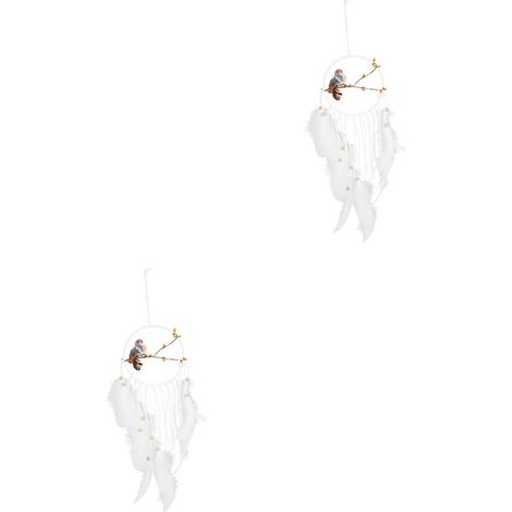 2 Pièces Décor Ornement Musical Romantique Carillon Oiseaux Fenêtre Macramé Suspendu Délicat Attrape-Rêves en Plein Air Filles Miroir Cadeau Fait À La Main Enfants (1/5)