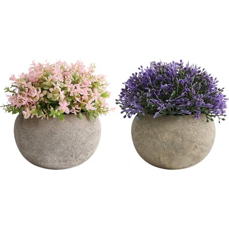 Plante Artificielle - Pot Céramique Blanc - Décoration Intérieure Bureau Cuisine Salle De Bain Chambre Séjour Cheminée Étagère - Lot De 3 (1/5)