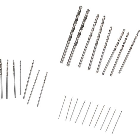 Lot de 25 forets hélicoïdaux microscopiques acier rapide queue droite pour bijoux montres circuits imprimés bricolage 0.5-3mm argent (1/5)