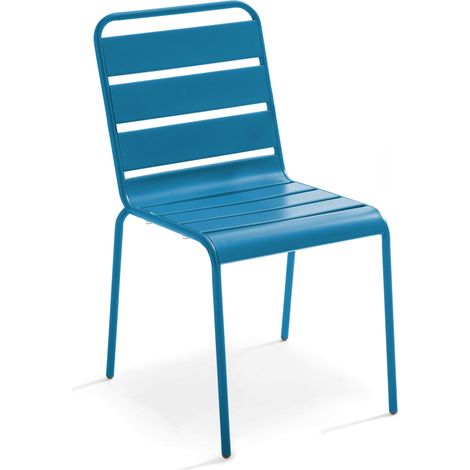Chaise de jardin en métal bleu pacific - Palavas