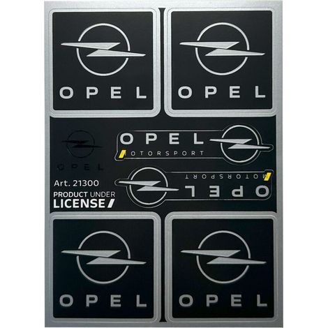 Opel Set Adesivi Ufficiali Motorsport, Logo Nero e Cromo, 94 x 131 mm - Modello: 6 STICKERS - Brand: OPEL