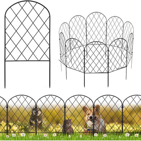 Clôture de Jardin en Métal 10 Pièces, longueur max 325 cm, bordure décorative antirouille 40 x 32,5 cm avec 20 clips 10 serre câbles et 20 tige, modulable pour pelouse massifs et zone animaux (1/5)